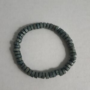 Blue-Gray Wooden Bead Bracelet